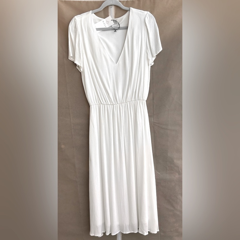 Nordstrom Wayf White Midi Vneck Dress